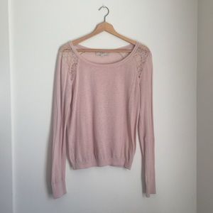 Loft Blush Pink Sweater/Blouse Lace Detailing